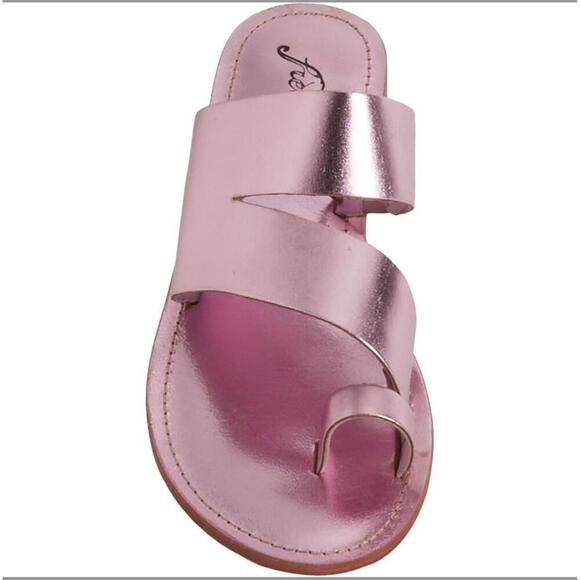 Free People Abilene Sandals Flats 8 EU 38 Pink Leather Slides - Picture 4 of 9